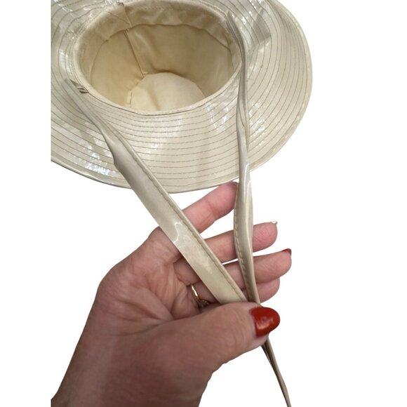 1960s Vintage Mod Cream:Beige Vinyl Brim Hat